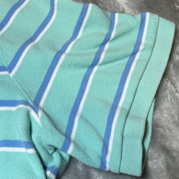 Polo Ralph Lauren Mens Size XL Polo Shirt Mint Blue Striped Pique Preppy Golf - Picture 12 of 14